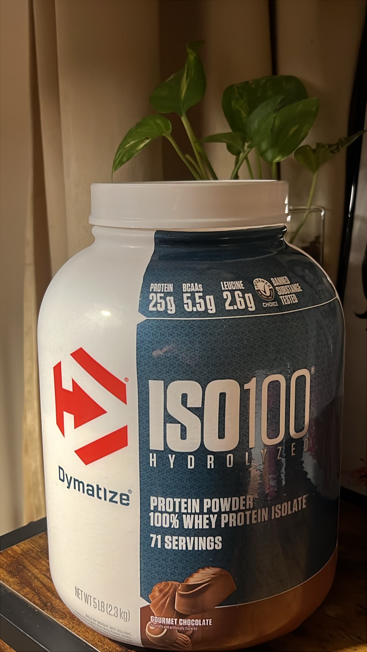 Close-up image of ISO chocolate protein powder, showing its fine texture