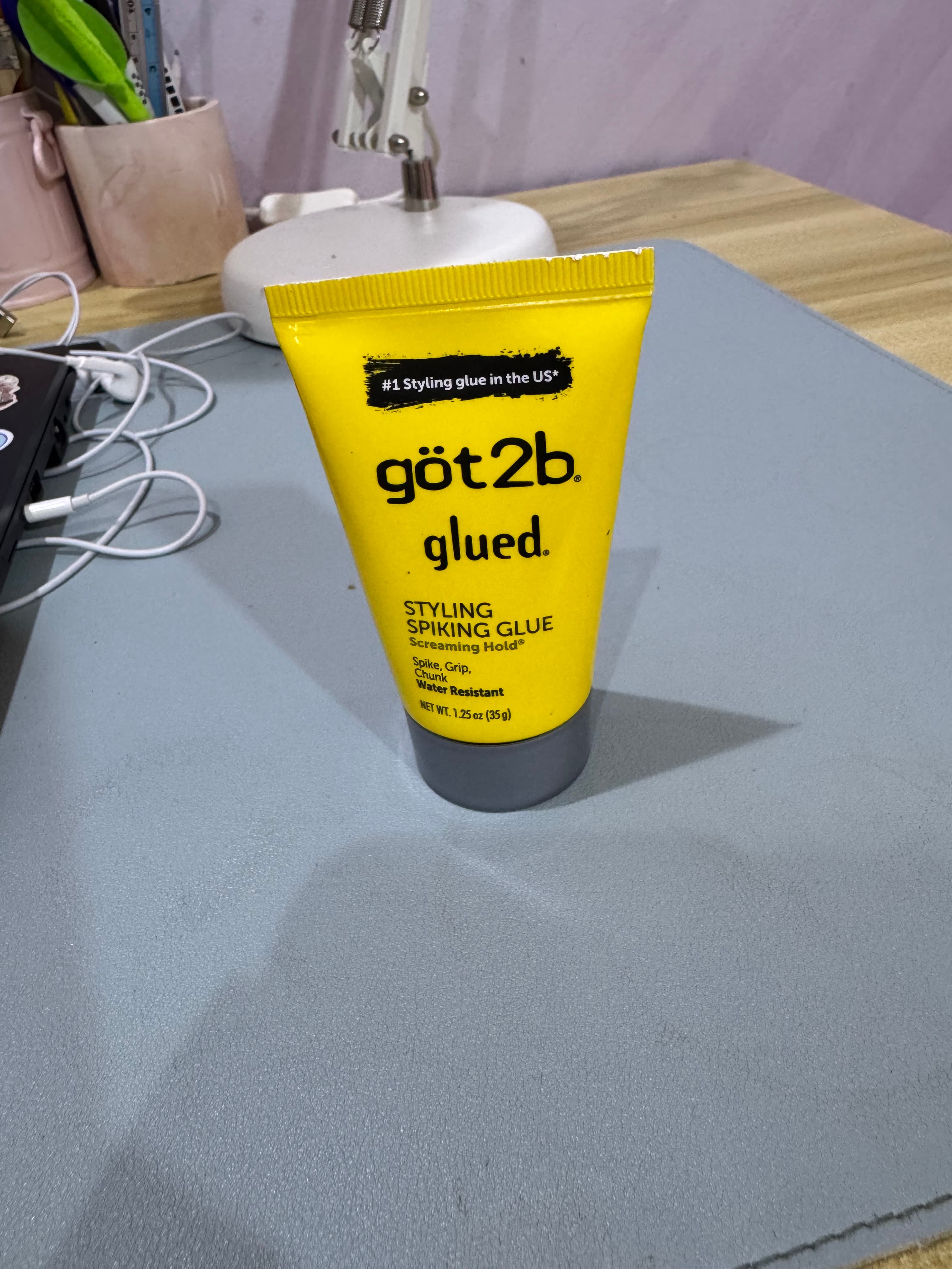 Close-up image of eyebrows after using Got2b gel, showing natural hold
