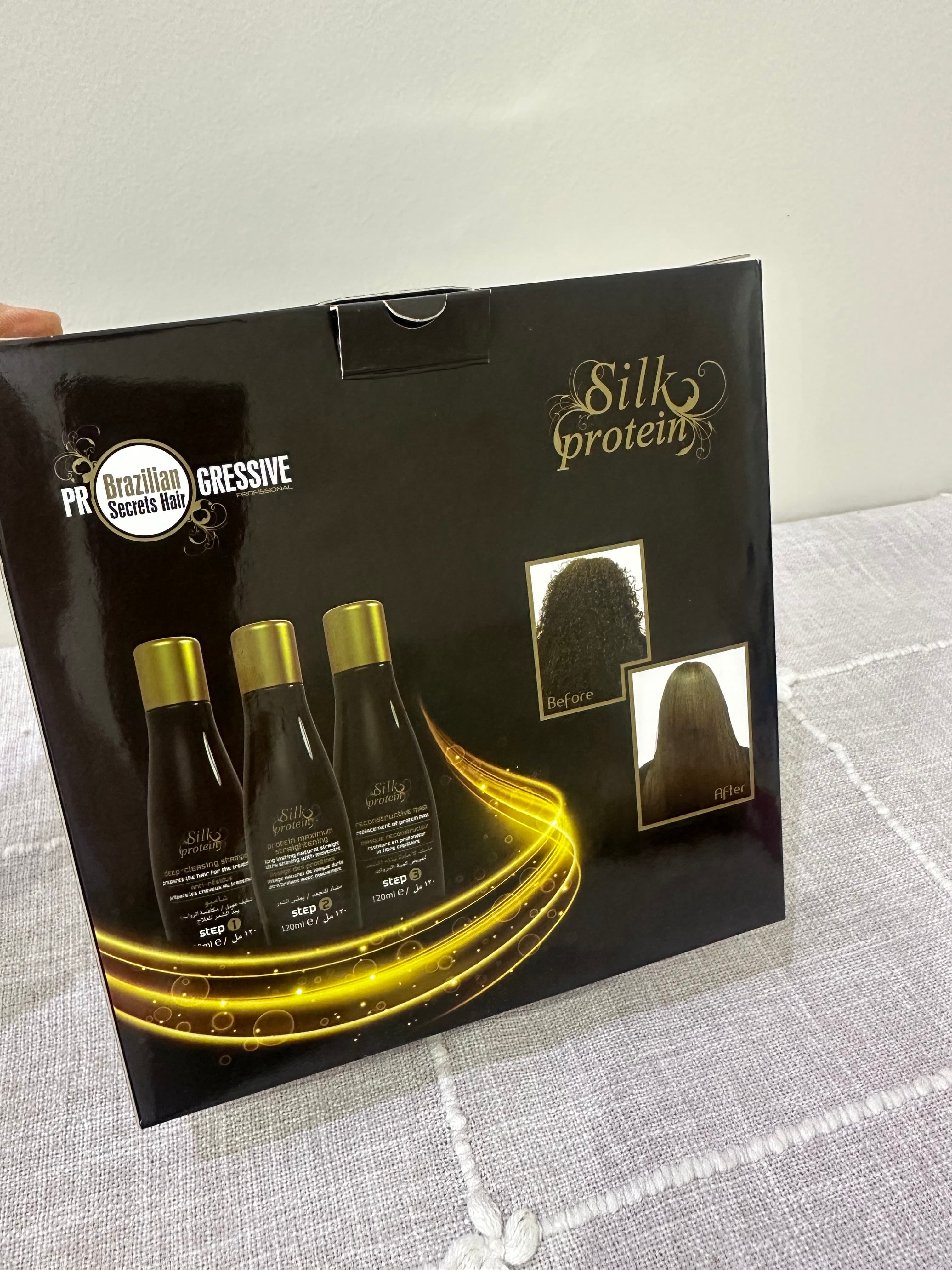 Close-up image of hair treated with Brazilian Silk Protein, showing its smoothness and shine